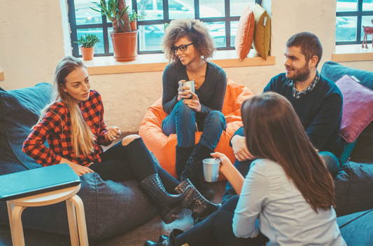 A group of people chatting